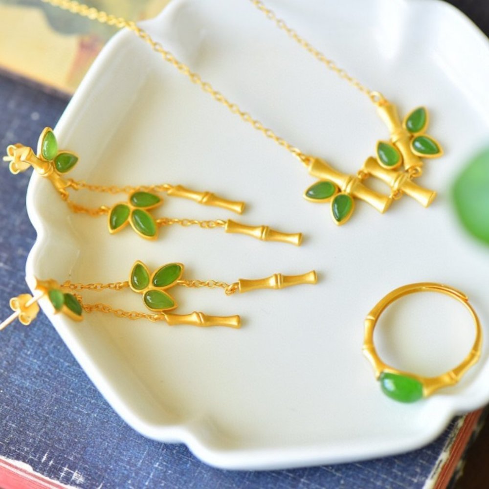 4PCS NEW Gilded Earrings + Necklaces + Bracelets